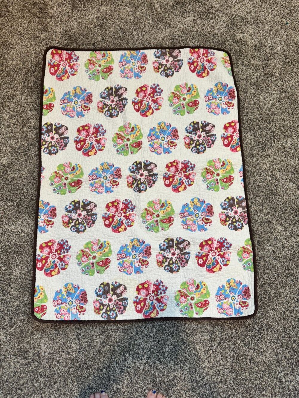 Tadpoles Vintage-Inspired Floral Hexagon Baby Quilt -Grandmother's Flower Garden